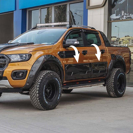 Modanature Laterali per Ford Ranger T6-T7-T8 2012-2022 (Jumbo) Nero Lucido