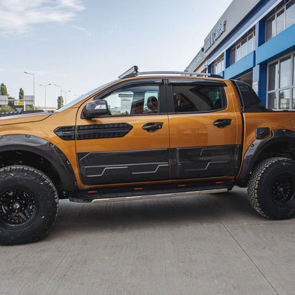 Modanature Laterali per Ford Ranger T6-T7-T8 2012-2022 (Jumbo) Nero Lucido