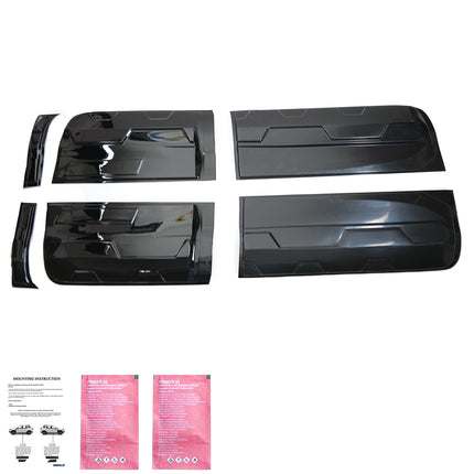 Modanature Laterali per Ford Ranger T6-T7-T8 2012-2022 (Jumbo) Nero Lucido