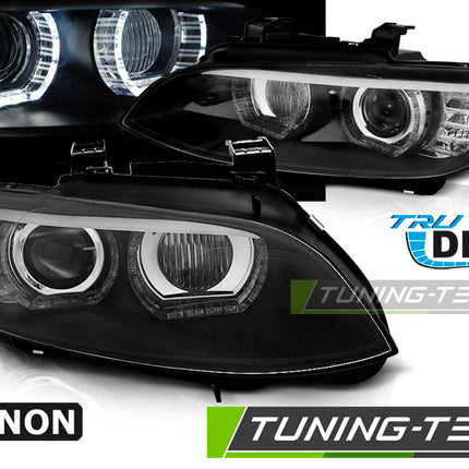 Fari Xenon LED BMW E92 E93 Angel Eyes 3D Neri