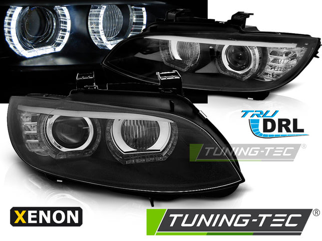 Fari Xenon LED BMW E92 E93 Angel Eyes 3D Neri