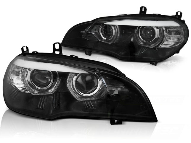 BMW X5 E70 2007-2010 Fari Anteriori Angel DRL LED Xenon AFS