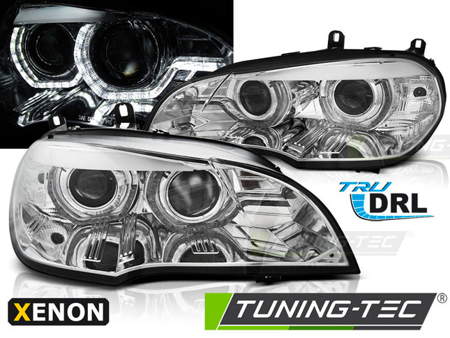 BMW X5 E70 2007-2010 Fari Anteriori LED Angel Eyes Xenon