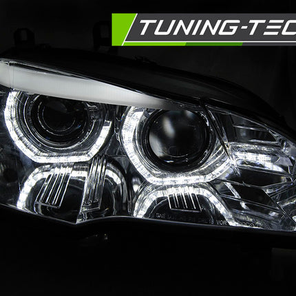 BMW X5 E70 2007-2010 Fari Anteriori LED Angel Eyes Xenon