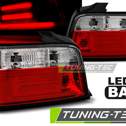 Bmw Serie 3 E36 1990-1999 Berlina Fanali Posteriori Led Bar Rosso Bianco
