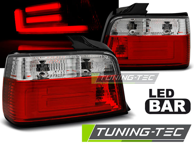 Bmw Serie 3 E36 1990-1999 Berlina Fanali Posteriori Led Bar Rosso Bianco