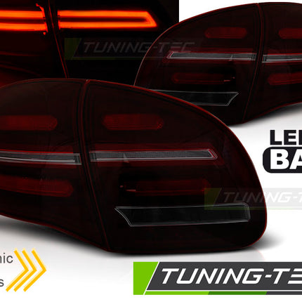 Porsche Cayenne 2010-2015 Fanali Posteriori Led Bar Rosso Fumé Seq