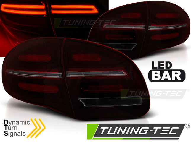 Porsche Cayenne 2010-2015 Fanali Posteriori Led Bar Rosso Fumé Seq