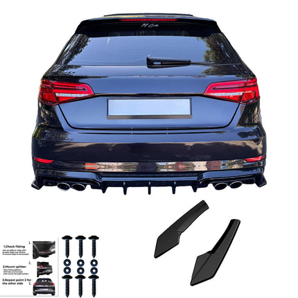 Splitter Laterali Posteriori per Audi S3 Sportback 8V Facelift 2016-2020