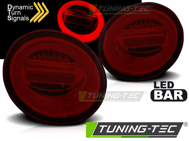 Vw New Beetle 1998-2005 Fanali Posteriori Led Bar Rosso Fumé Seq