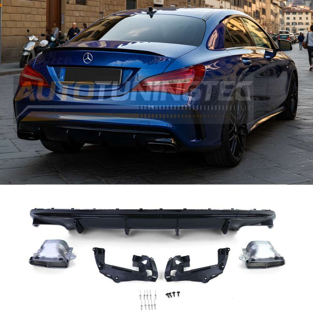 Diffusore posteriore AMG Sport look per Mercedes CLA C117 2016-2019, finitura nero lucido