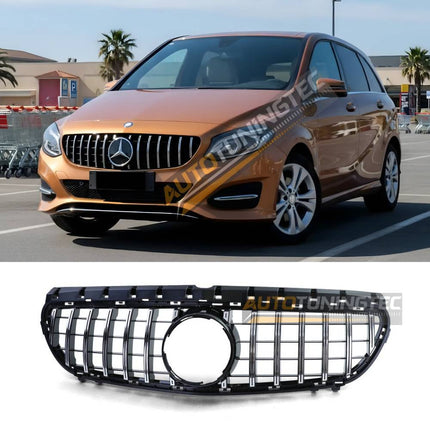 Griglia Mercedes B W246 nera con profili cromati, vista frontale del veicolo