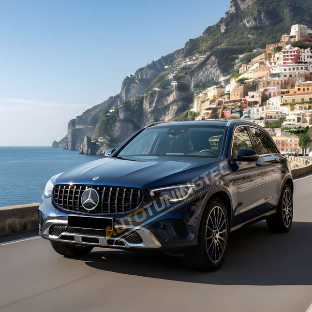 Calandra AMG look su Mercedes GLC C253 Coupé 2019-2022, finitura nero lucido e sportiva.