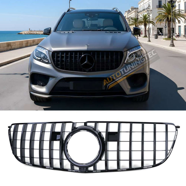 Griglia anteriore AMG GTR Look nero lucido per Mercedes GLS X166 2015-2019 con telecamera.