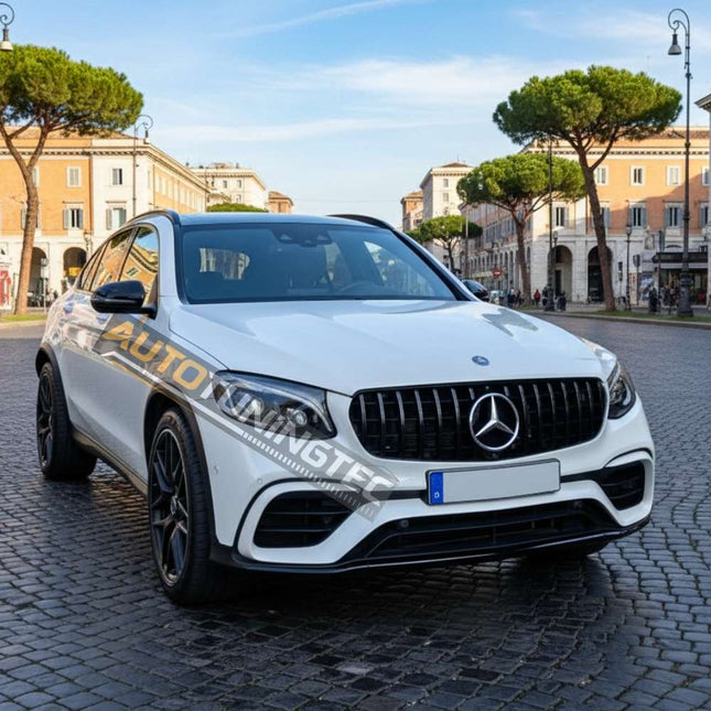 Frontale aggressivo con griglia sportiva su Mercedes GLC C253 2015-2019, perfetto per tuning.