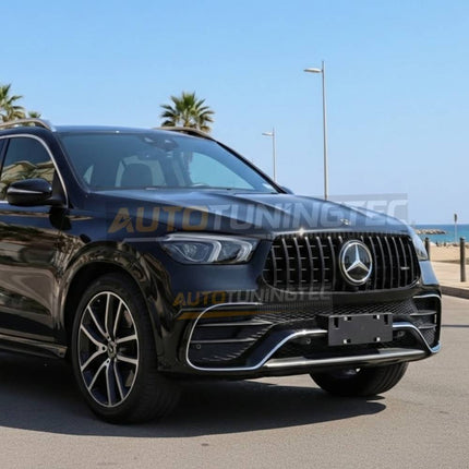 Griglia anteriore GTR nero lucido per Mercedes GLE V167 SUV AMG-Line 2018-2023, installazione facile.