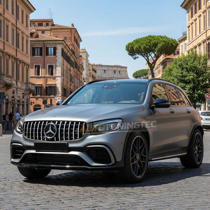 Calandra sportiva cromata su Mercedes GLC X253 C253, perfetta adattabilità e design dinamico 2015-2019.