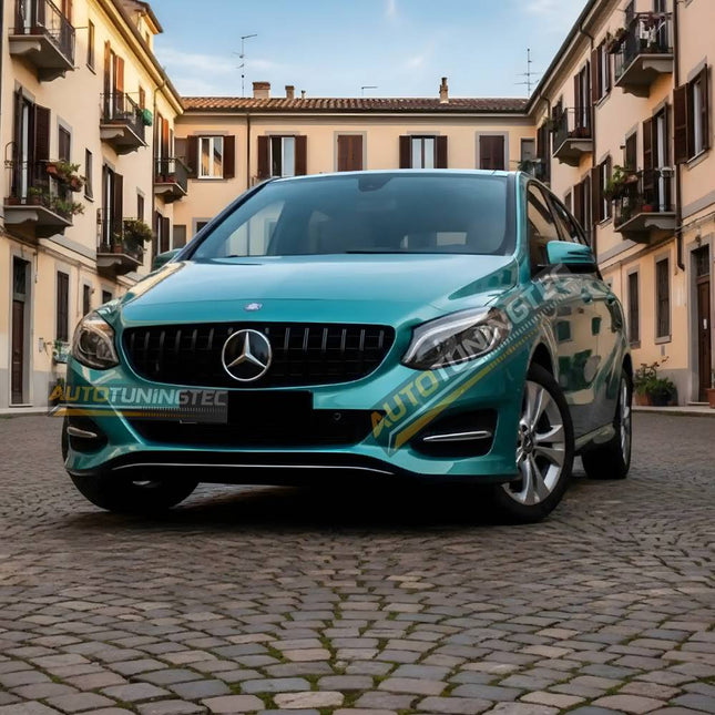 Calandra Panamericana Mercedes B W246 2014-2018, nero lucido, dettaglio delle lamelle.