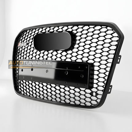 Griglia Audi A6 4G C7 (2010-2014) con logo RS6 e finitura nero lucido, installazione facile.