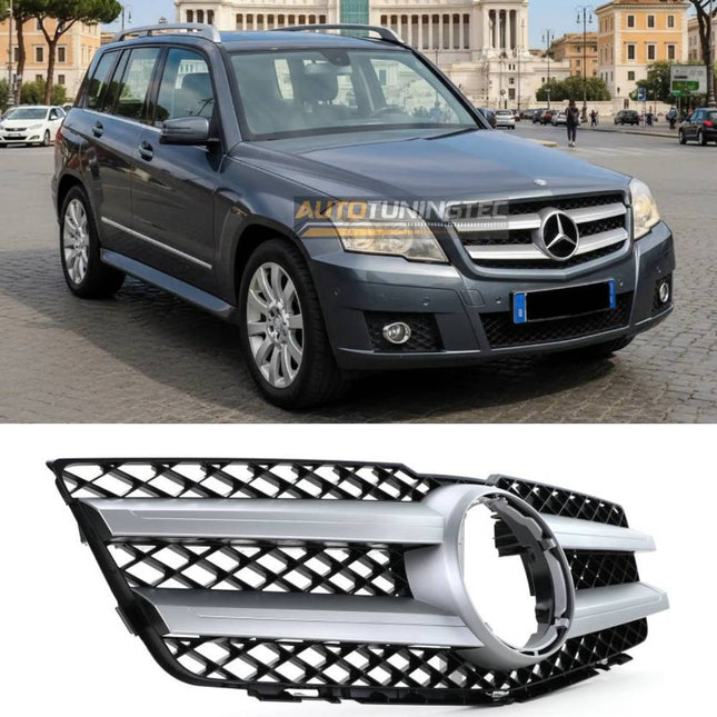Calandra anteriore look GT-R AMG nero e argento per Mercedes GLK X204 pre-facelift 2008-2012.