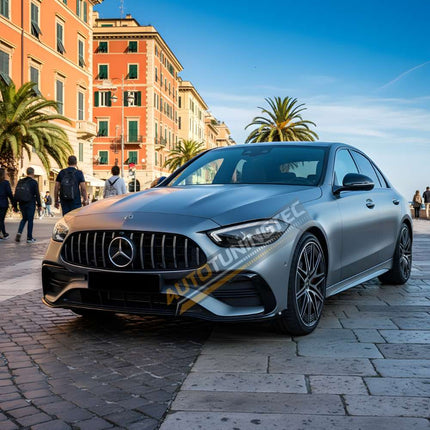 Griglia frontale nero lucido compatibile con PDC e telecamera anteriore per Mercedes C W206 S206 AMG-Line