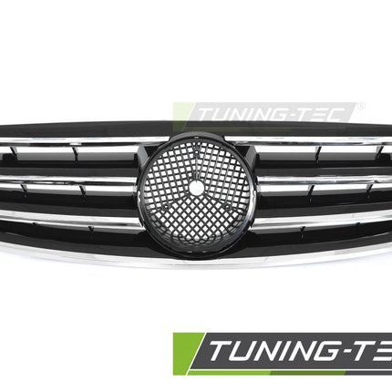 Griglia frontale Mercedes W203 S203 nero lucido con dettagli cromati per look sportivo