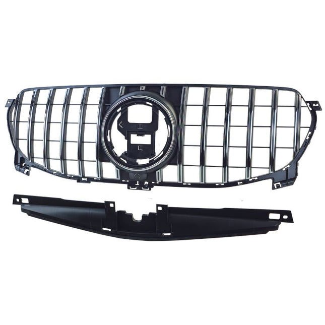 Griglia anteriore AMG GT-R nero lucido con listelli cromati per Mercedes GLE V167 SUV 2018-2023.