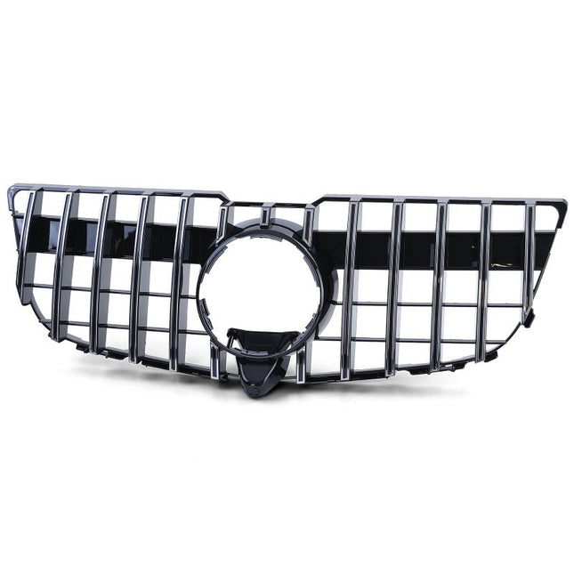 Griglia anteriore look GT-R nero lucido con profili cromati per Mercedes GLK X204 2012-2015.