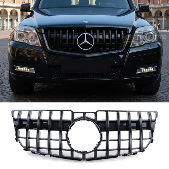 Griglia anteriore look GT-R AMG nero lucido per Mercedes GLK X204 pre-restyling, anni 2008-2012.