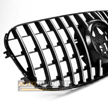 Immagine ravvicinata della griglia Mercedes GLS X167 restyling nero cromato 2023-2026.