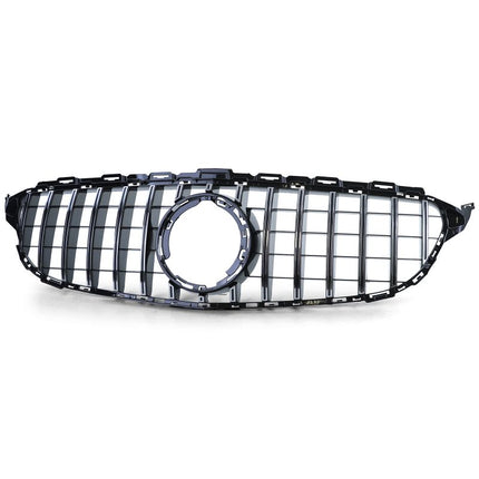 Griglia GT Mercedes C W205 S205 2018-2021 con finitura nero lucido, senza telecamera frontale