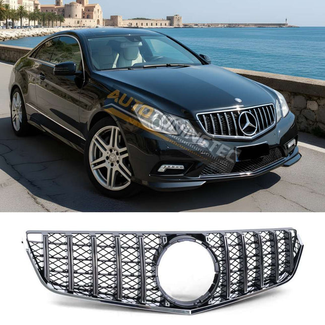 Griglia anteriore GT-R nera lucida con profili cromati per Mercedes Classe E C207 Coupé 2009-2013