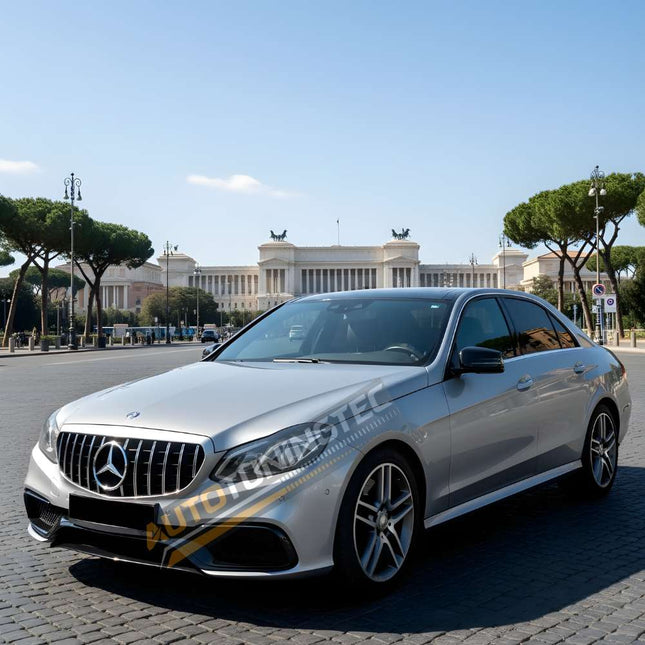 Calandra sportiva GT-R per Mercedes E S212 2013-2016, finitura nero lucido e dettagli cromati