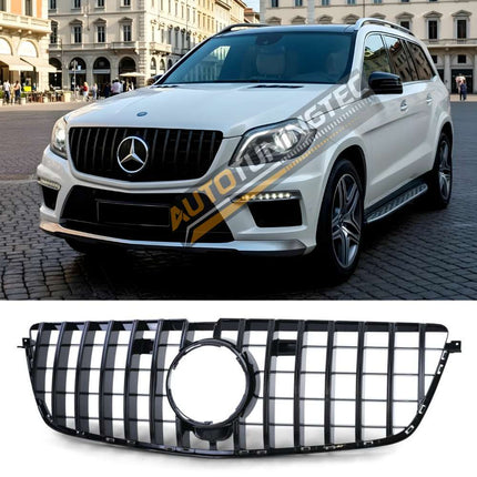 Griglia anteriore AMG GTR Look nero lucido per Mercedes GL X166 2012-2015, migliora l'estetica sportiva