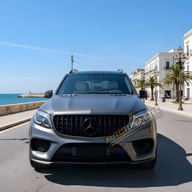 Mascherina sportiva GT-R per Mercedes GLS X166 dal 2015 al 2019, finitura nero lucido.