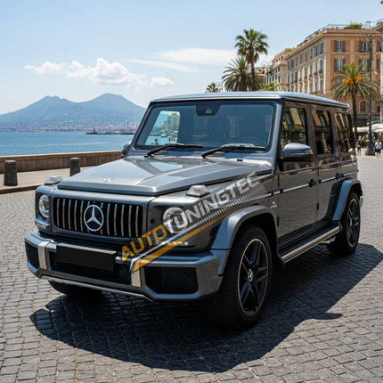 Dettaglio della griglia sportiva GT Look montata su Mercedes Classe G W463, modello 1990-2018.