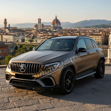 Calandra sportiva nera per Mercedes GLC C253 Coupé 2015-2019, compatibile con telecamera.