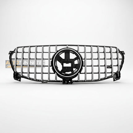 Upgrade frontale sportivo con griglia Panamericana per Mercedes GLE W167 (2019-2023), nero cromato.
