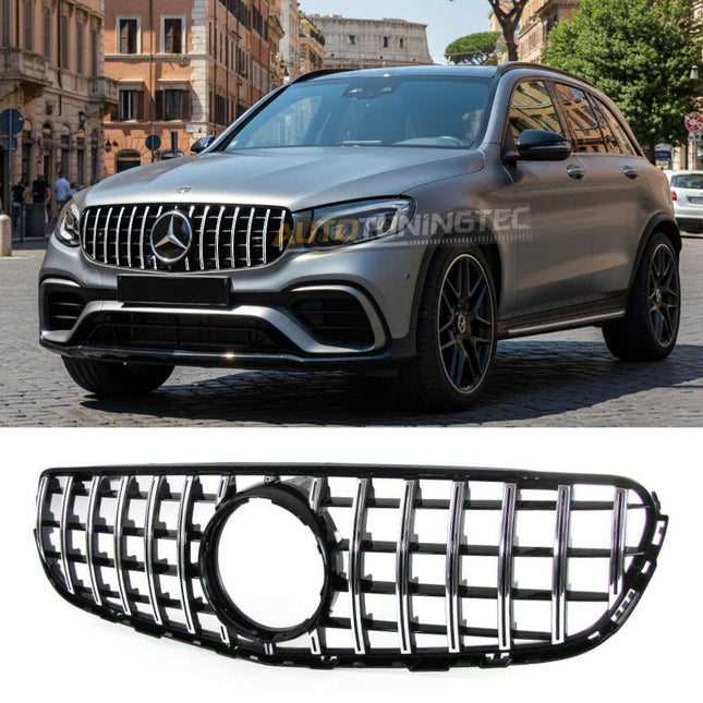 Griglia anteriore GT-R Look AMG nero lucido per Mercedes GLC X253 C253, modelli 2015-2019.