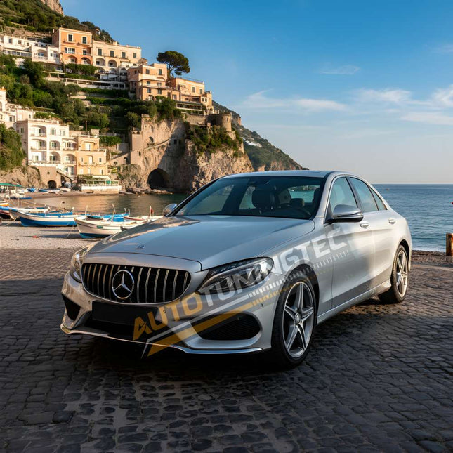 Griglia sportiva nera lucida per Mercedes Classe C W205 senza telecamera anteriore, modello 2014-2018