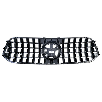Mercedes GLE V167 2023-2026 con calandra GT-R, profili cromati che risaltano sul nero lucido, design unico.