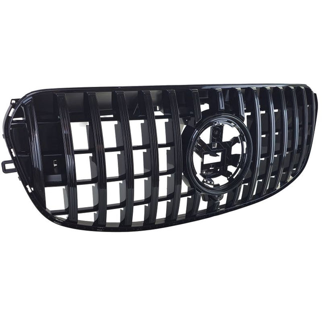 Visione ravvicinata della calandra frontale nera lucida per Mercedes GLS X167, look sportivo GTR