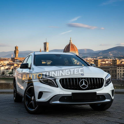 Griglia anteriore sportiva GT-R Look nero lucido per Mercedes GLA X156 Facelift 2017-2020.