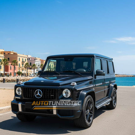 Vista ravvicinata della calandra nero lucido, specifica per Mercedes G W463 1990-2018