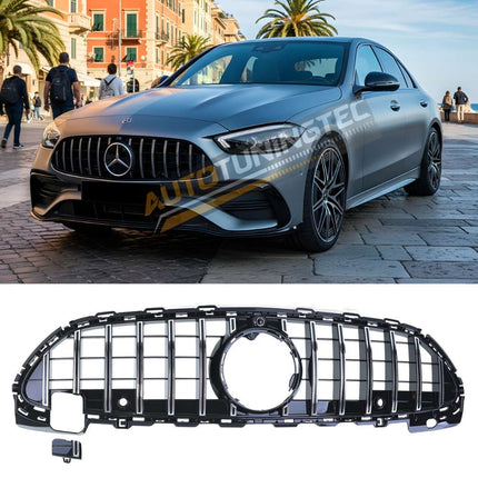 Griglia anteriore AMG GTR look nero lucido con profili cromati per Mercedes C W206 S206 2021+
