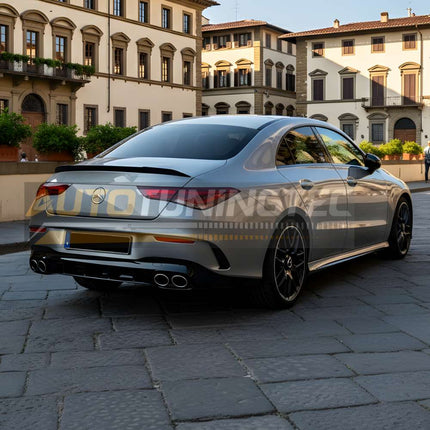 Mercedes CLA C118 2019-2022 con diffusore tuning AMG sportivo e terminali in acciaio inox
