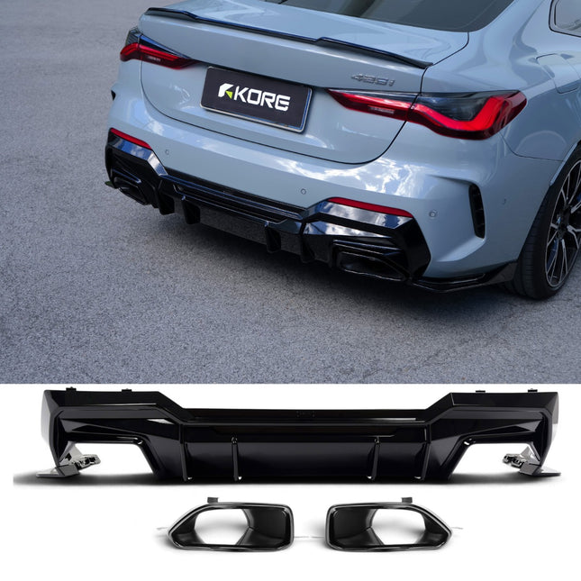 Diffusore con Terminali di Scarico per BMW Serie 4 G22 M Sport 2020-2026 – KORE