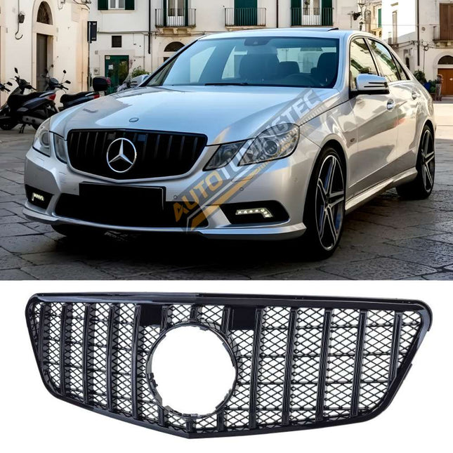 Griglia anteriore sportiva nero lucido per Mercedes Classe E W212 pre-restyling 2009-2013, alta qualità