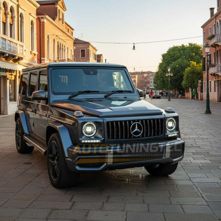 Mercedes G W463 con nuova griglia anteriore AMG-Line, esaltando il design classico del veicolo.