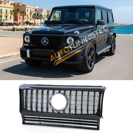 Griglia anteriore GTR Look AMG per Mercedes G W463 1990-2018, finitura nero lucido.